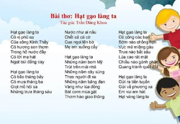 Phân tích bài thơ hạt gạo làng ta lớp 5