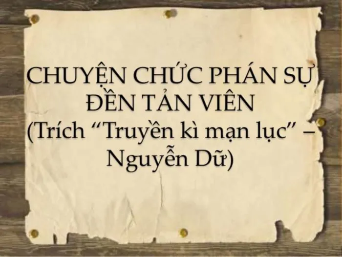 Phân tích Chuyện Chức phán sự đền Tản Viên chi tiết và hay nhất