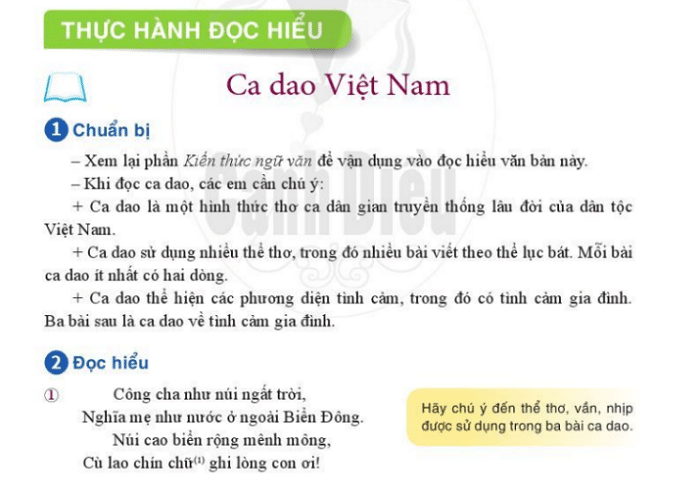 Thực hành đọc hiểu Ca dao Việt Nam trang 41-42 lớp 6 tập 1 (CD)