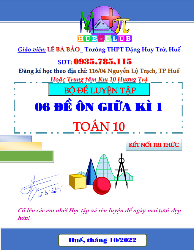 06 đề ôn tập kiểm tra giữa học kì 1 Toán 10 Kết Nối Tri Thức Với Cuộc Sống