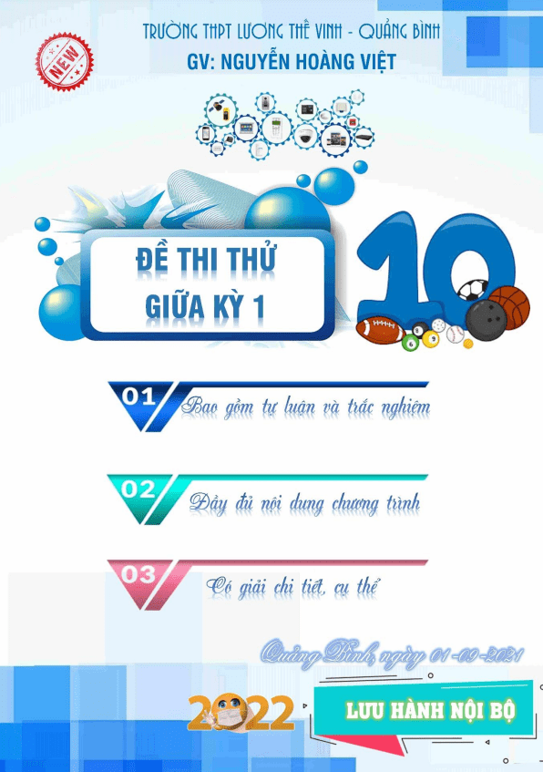 33 đề thi thử giữa kỳ 1 môn Toán 10 – Nguyễn Hoàng Việt