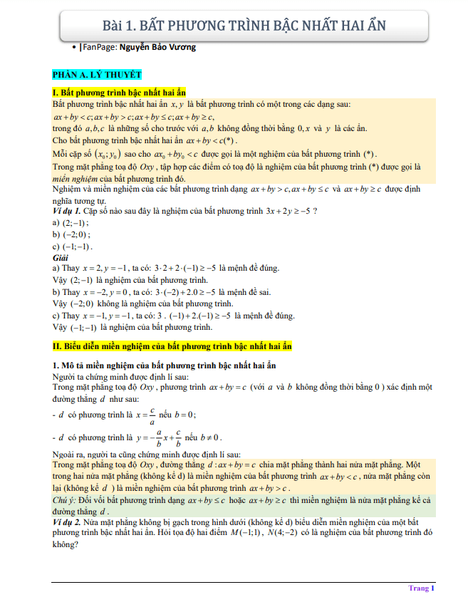 Bài tập bất phương trình và hệ bất phương trình bậc nhất hai ẩn Toán 10 Cánh Diều