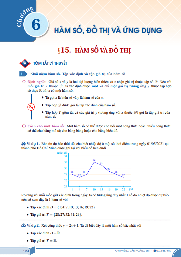 Bài tập hàm số, đồ thị và ứng dụng Toán 10 KNTTVCS – Phùng Hoàng Em