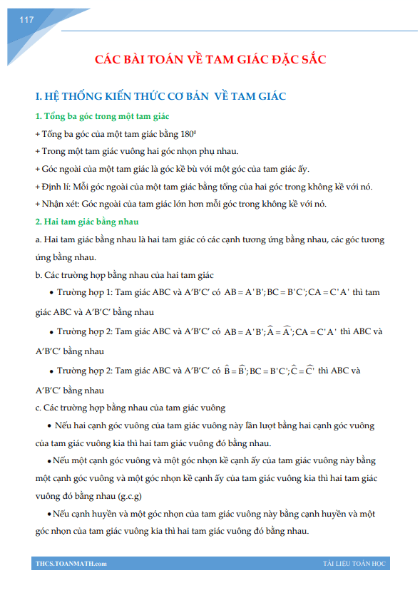 Các bài toán về tam giác đặc sắc