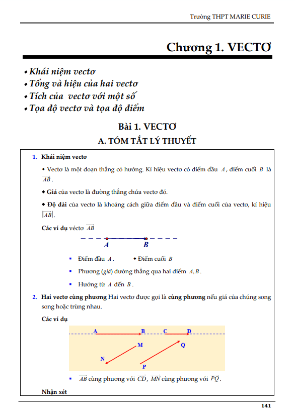 Các dạng bài tập vectơ