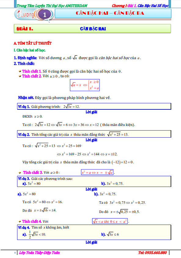 Chuyên đề căn bậc hai và căn bậc ba – Diệp Tuân