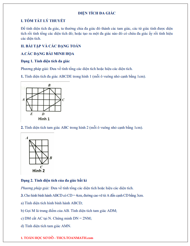 Chuyên đề diện tích đa giác