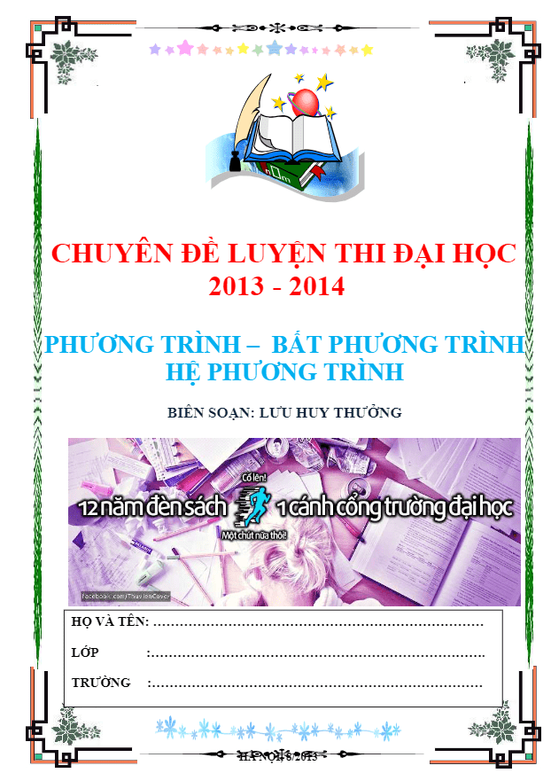 Chuyên đề phương trình đại số – Lưu Huy Thưởng