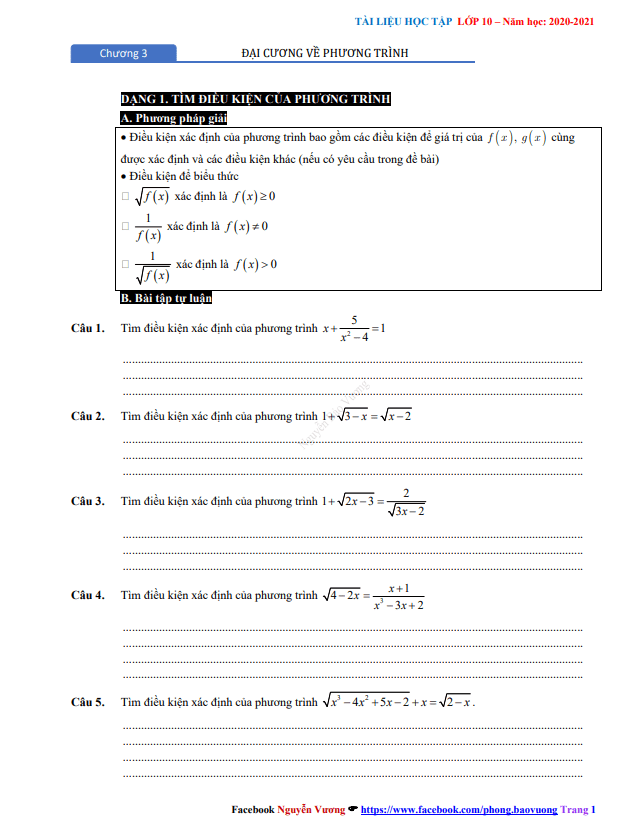 Chuyên đề phương trình và hệ phương trình – Nguyễn Bảo Vương