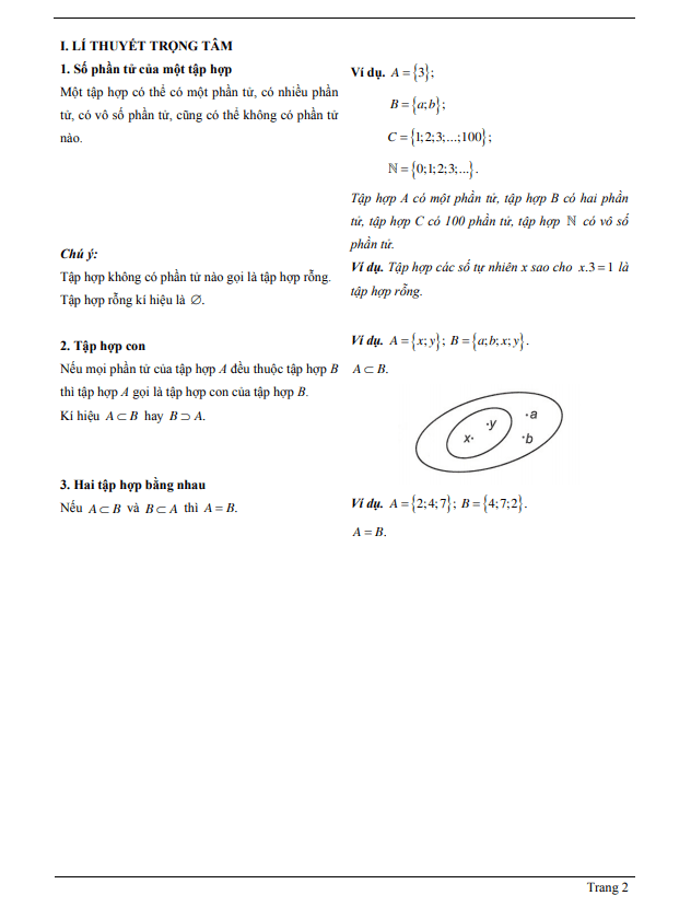 Chuyên đề số phần tử của một tập hợp, tập hợp con