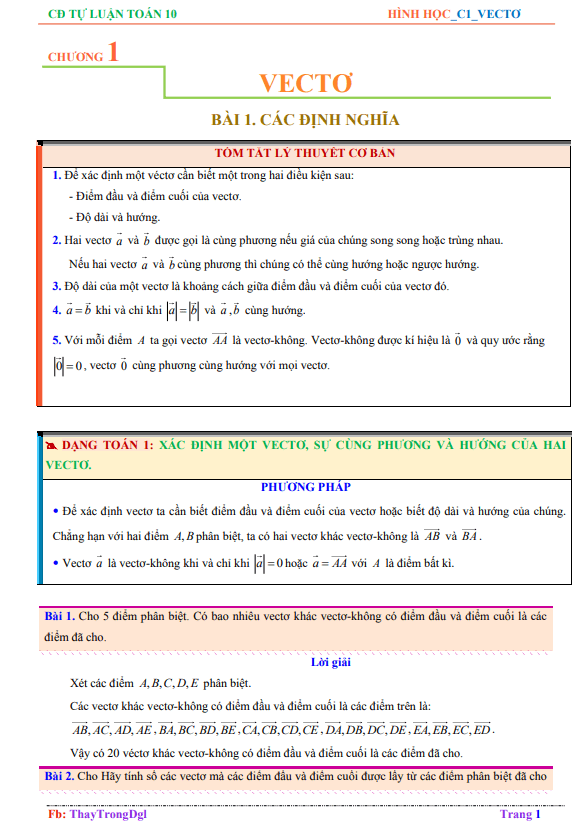 Chuyên đề tự luận Toán 10 chủ đề vectơ – Nguyễn Trọng
