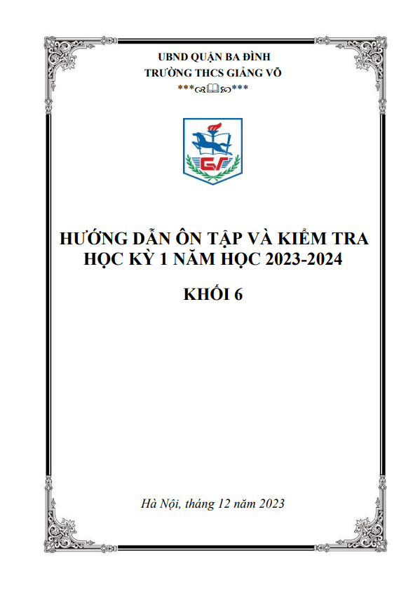 Đề cương học kỳ 1 Toán 6 năm 2023 – 2024 trường THCS Giảng Võ – Hà Nội