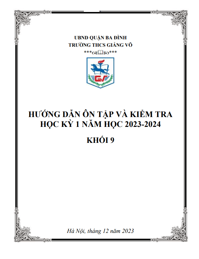 Đề cương học kỳ 1 Toán 9 năm 2023 – 2024 trường THCS Giảng Võ – Hà Nội