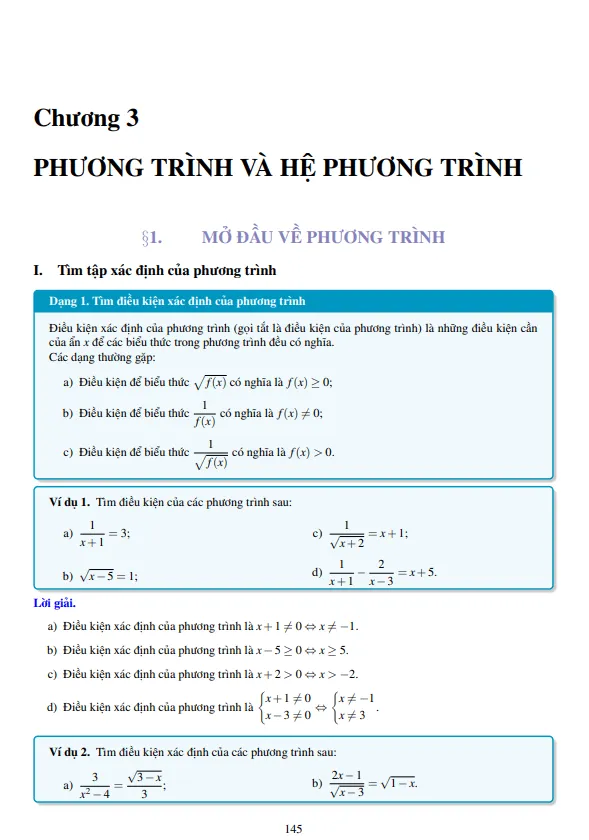 Lý thuyết, các dạng toán và bài tập phương trình và hệ phương trình