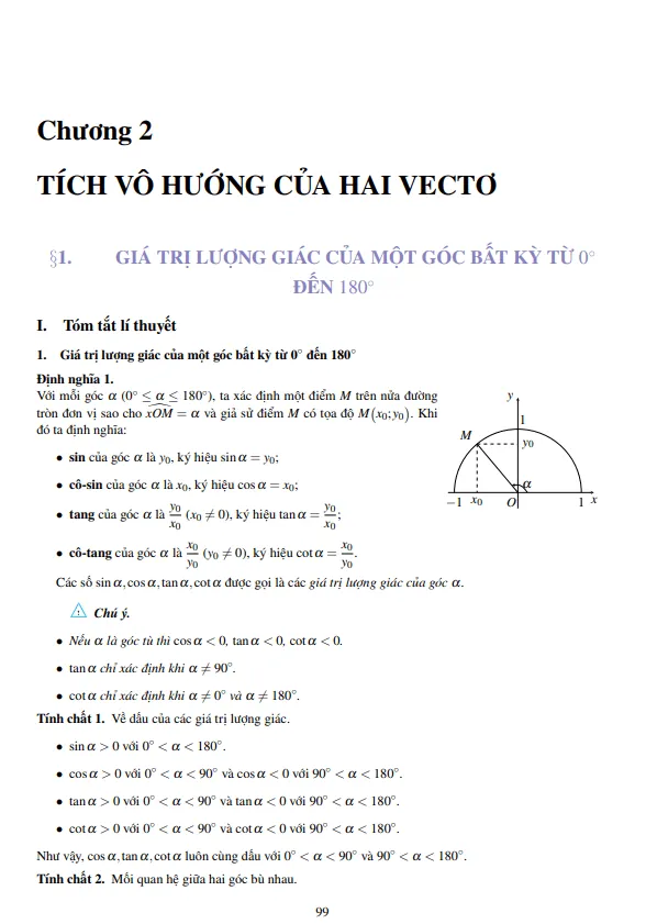 Lý thuyết, các dạng toán và bài tập tích vô hướng của hai vectơ và ứng dụng