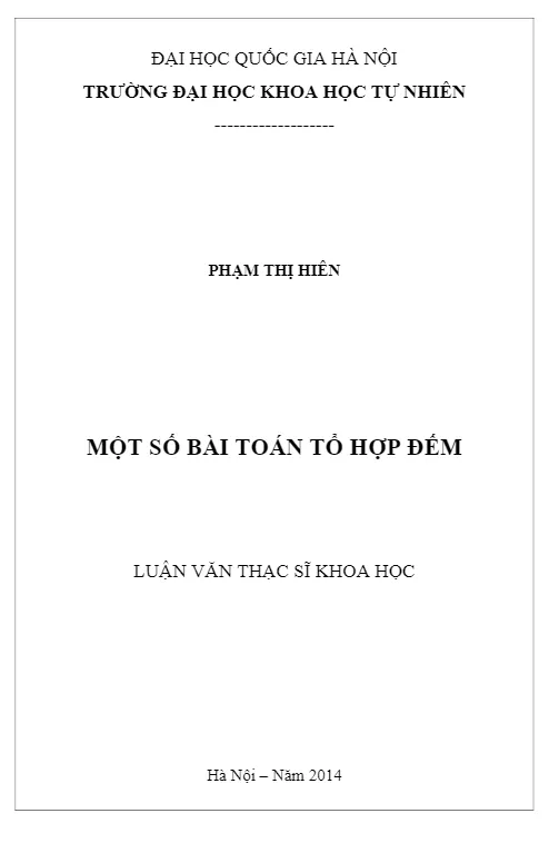 Một số bài toán tổ hợp đếm – Phạm Thị Hiên