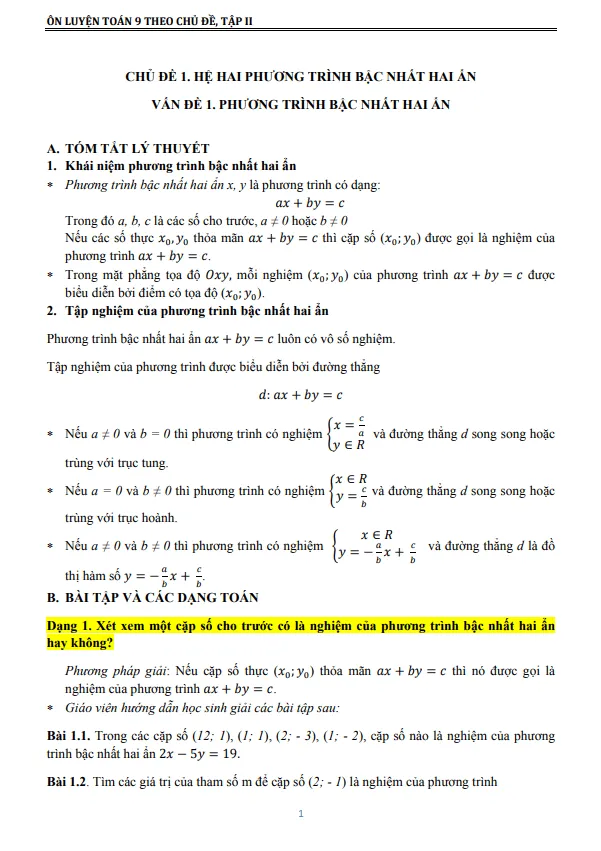 Ôn luyện Toán 9 theo chủ đề (tập 2)