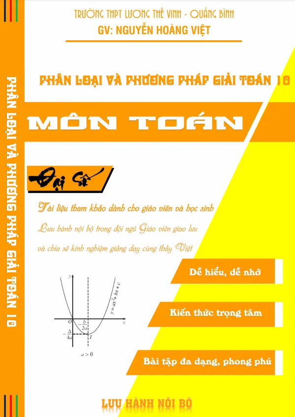 Phân loại và phương pháp giải Toán 10 phần Đại số – Nguyễn Hoàng Việt