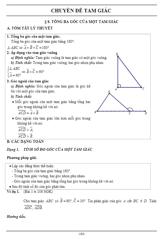 Phương pháp giải các dạng toán chuyên đề tam giác