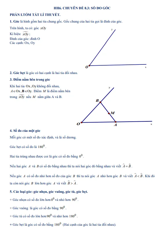 Tài liệu dạy thêm – học thêm chuyên đề số đo góc