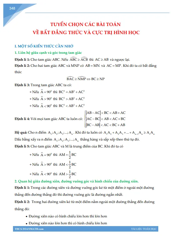 Tuyển chọn các bài toán về bất đẳng thức và cực trị hình học