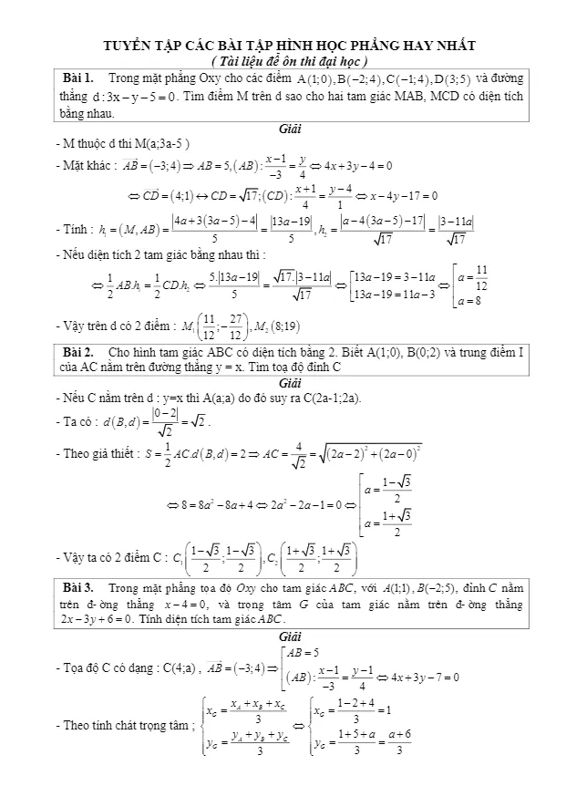 Tuyển tập 110 bài toán hình học giải tích phẳng Oxy – Nguyễn Đình Sỹ