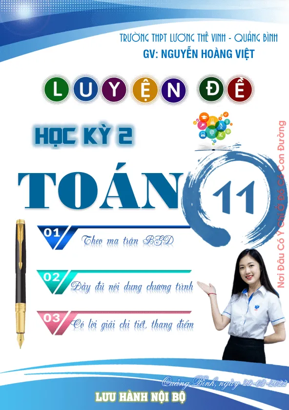 Tuyển tập 56 đề kiểm tra cuối học kì 2 môn Toán 11 có đáp án